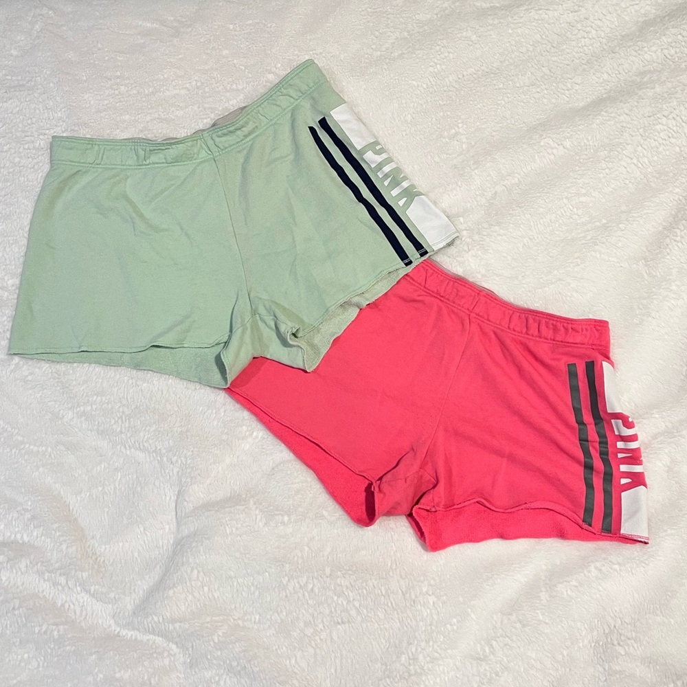 PINK Victoria's Secret Green and Pink Athletic Shorts